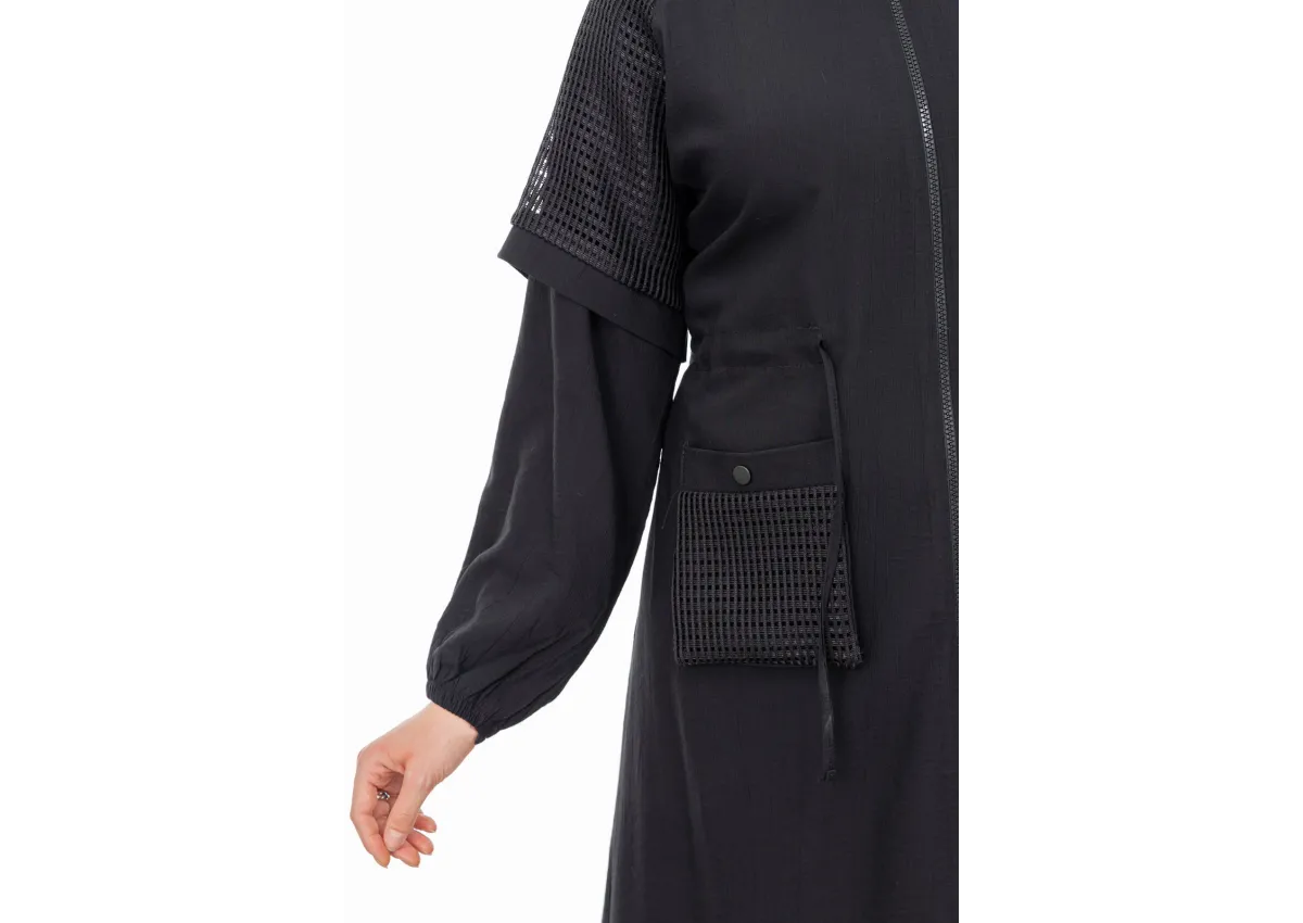 REGLAN KOL FİLE DETAYLI GİYÇIK - SİYAH - (Asorti: 46-52)