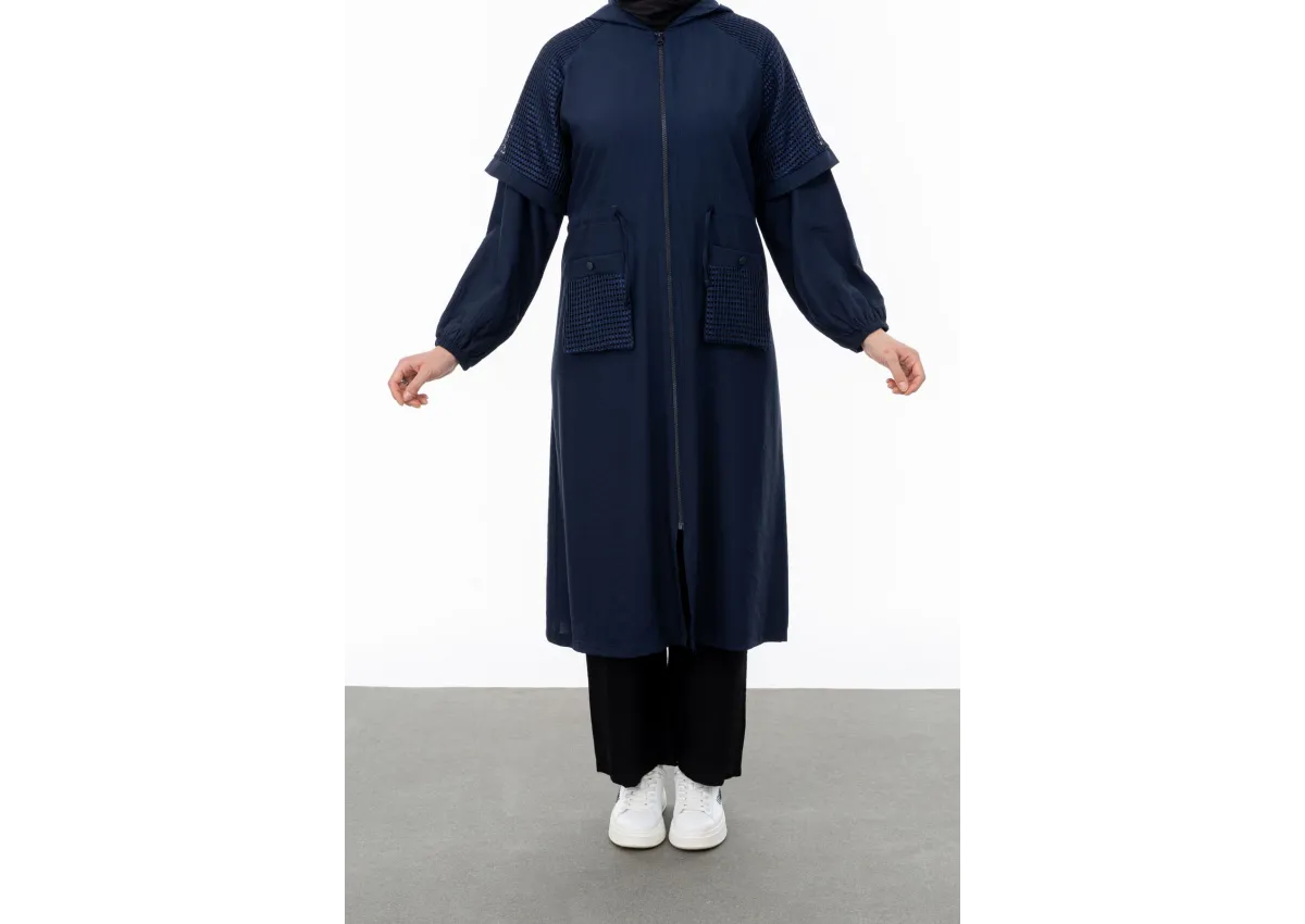 REGLAN KOL FİLE DETAYLI GİYÇIK - LACİVERT - (Asorti: 46-52)