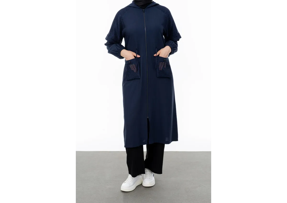 REGLAN KOL FİLE DETAYLI GİYÇIK - LACİVERT - (Asorti: 46-52)