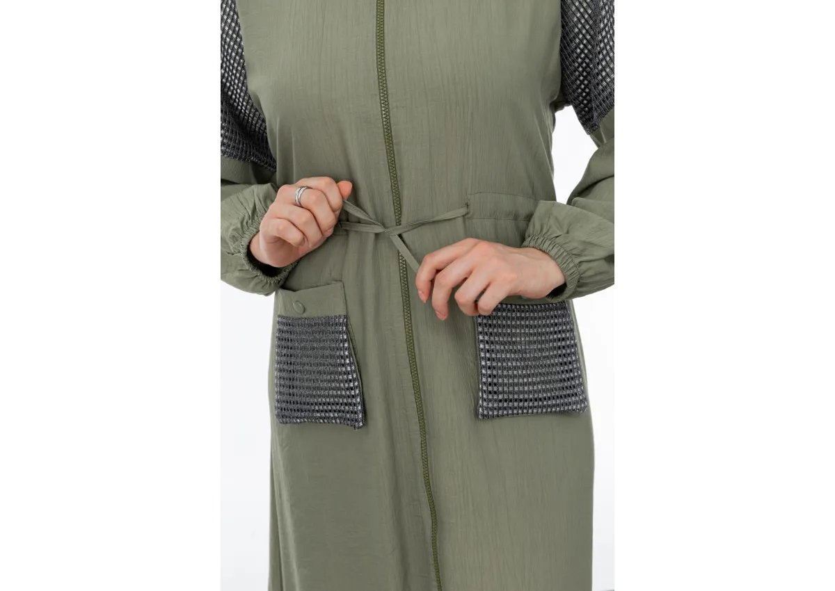 REGLAN KOL FİLE DETAYLI GİYÇIK - KOYU HAKİ - (Asorti: 46-52)