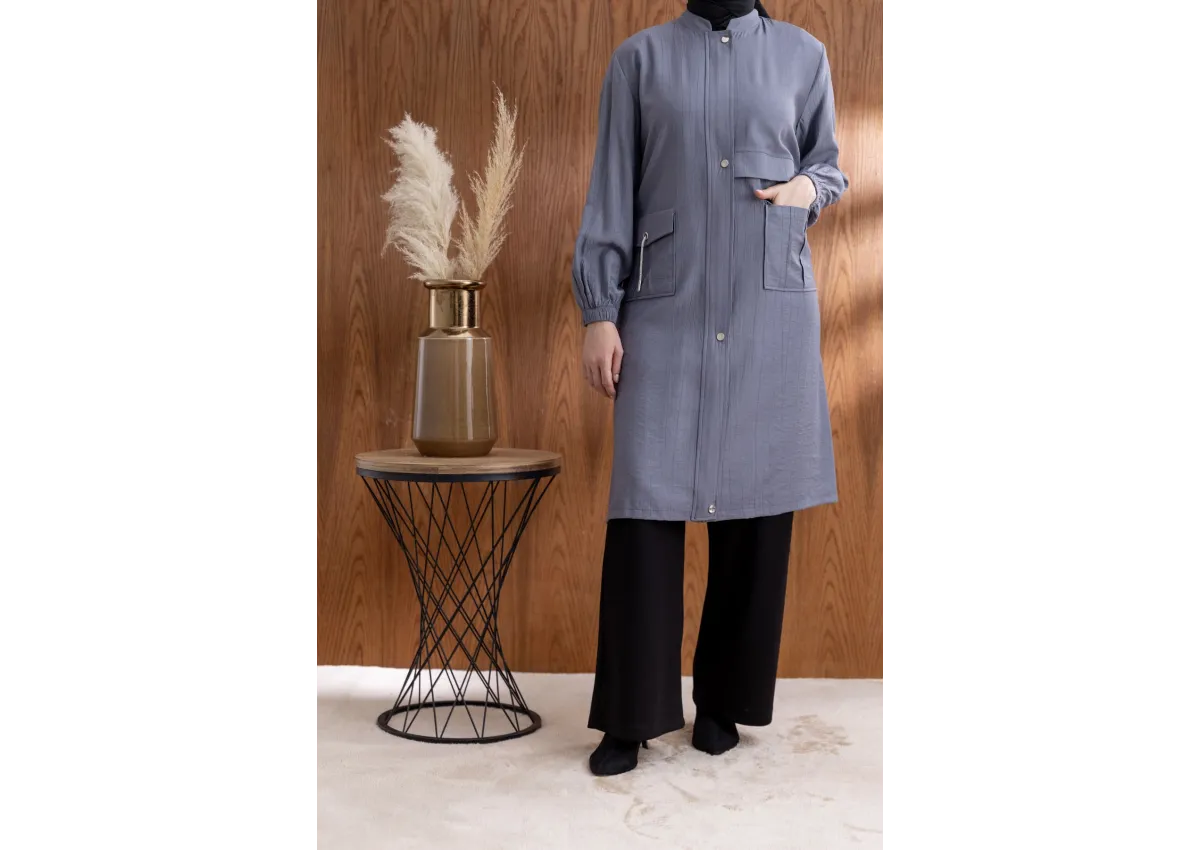 TORBA CEPLİ ALLERLİ PAT İÇİ FERMUARLI GİYÇIK - GRİ - (Asorti: 46-52)