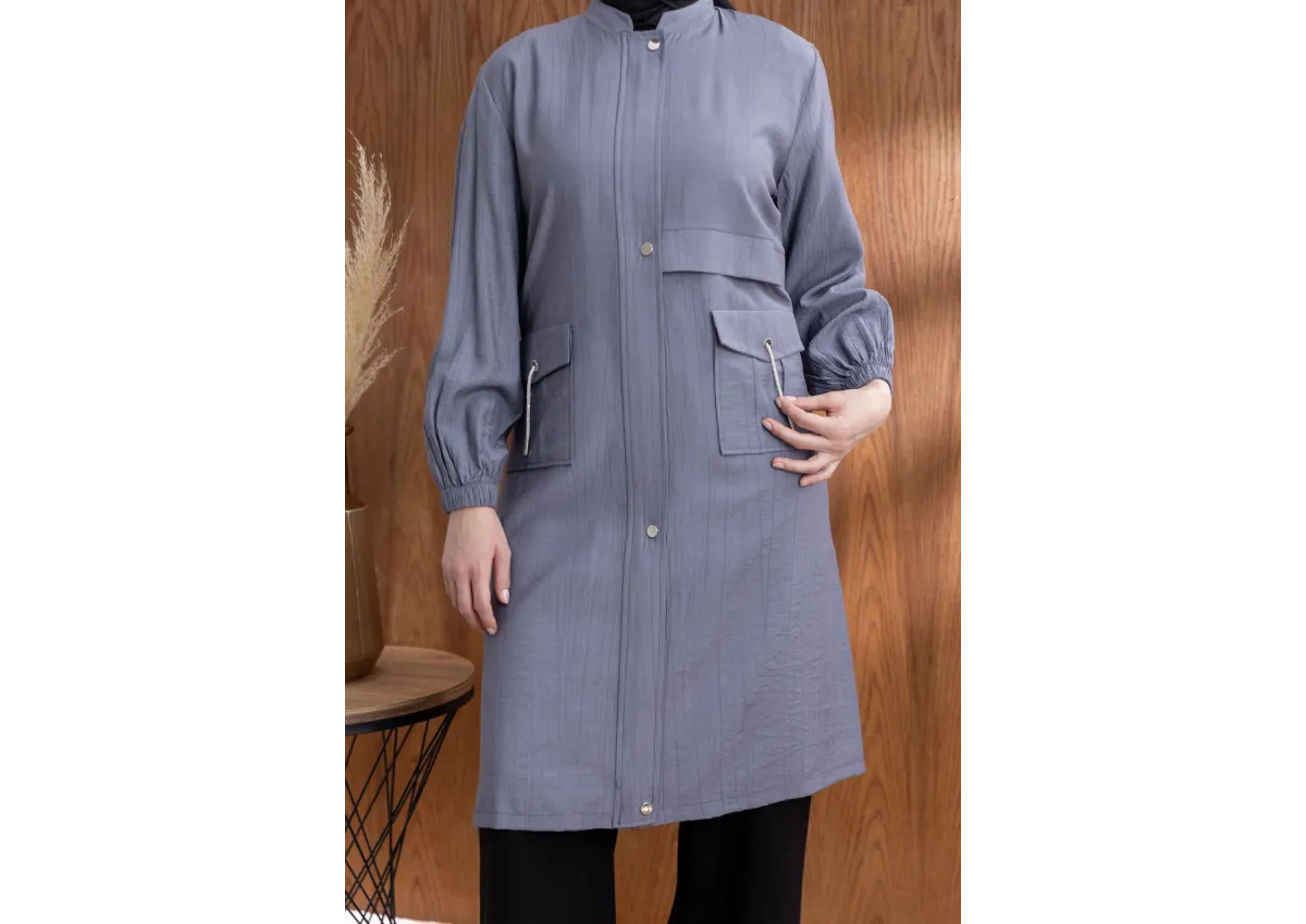 TORBA CEPLİ ALLERLİ PAT İÇİ FERMUARLI GİYÇIK - GRİ - (Asorti: 46-52)