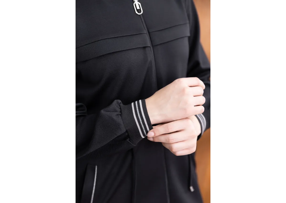 KAPÜŞONLU RİBANA VE ALLER DETAYLI GİYÇIK - SİYAH - (Asorti: 46-52)