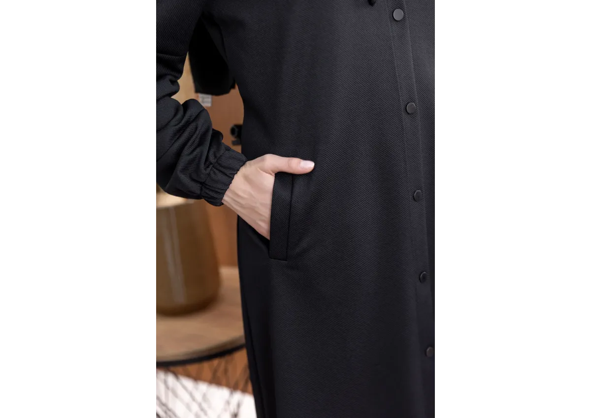 ÖNÜ ÇITÇITLI KAPÜŞONLU GİYÇIK - SİYAH - (Asorti: 46-52)