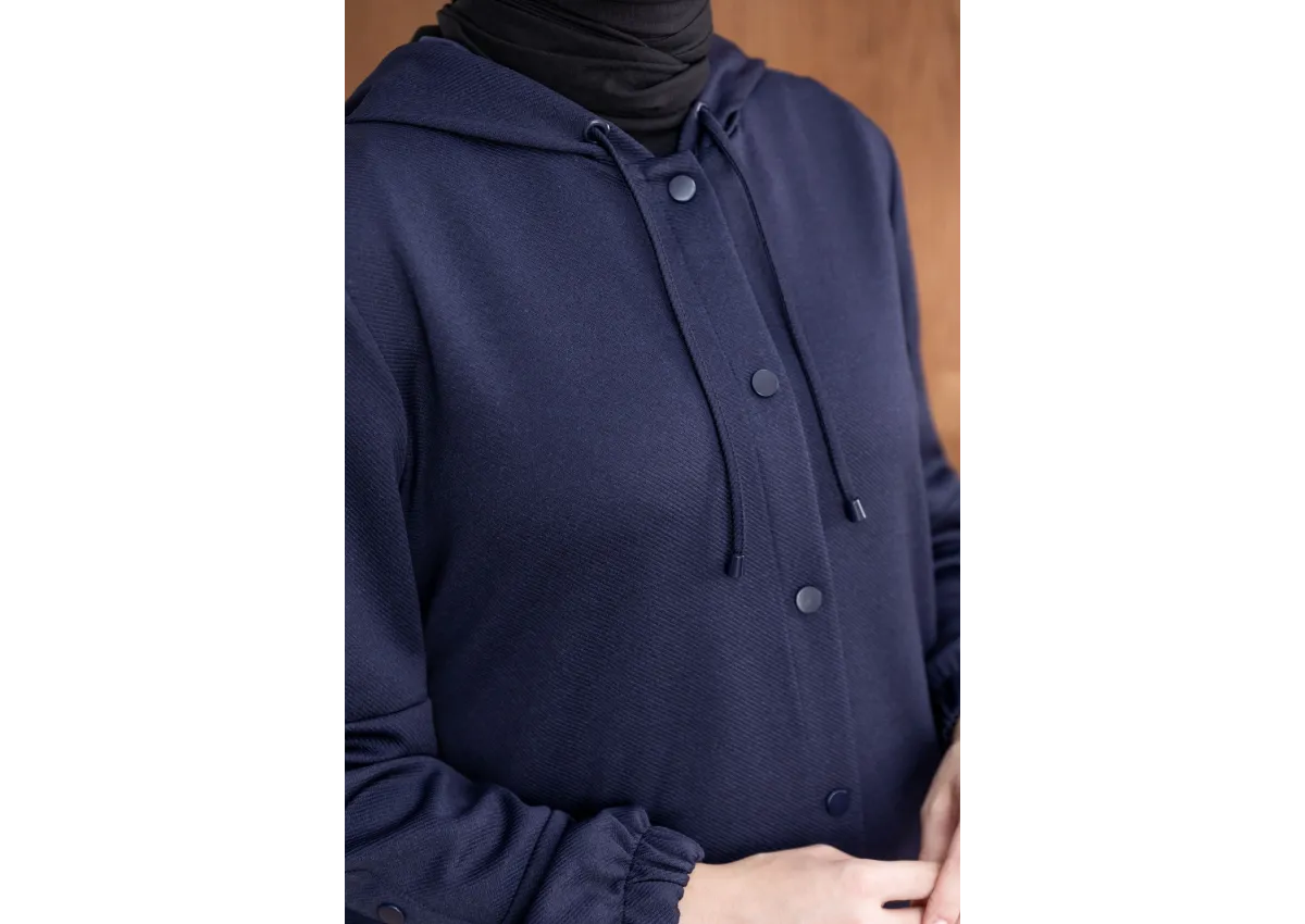 ÖNÜ ÇITÇITLI KAPÜŞONLU GİYÇIK - LACİVERT - (Asorti: 46-52)
