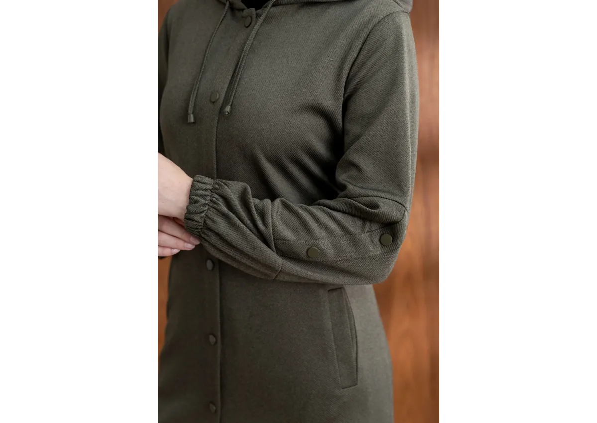 ÖNÜ ÇITÇITLI KAPÜŞONLU GİYÇIK - HAKİ - (Asorti: 46-52)