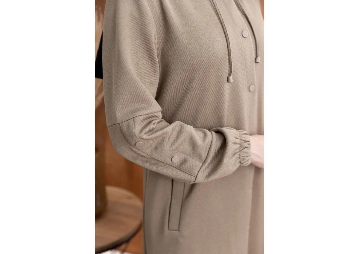 ÖNÜ ÇITÇITLI KAPÜŞONLU GİYÇIK - VİZON - (Asorti: 46-52)