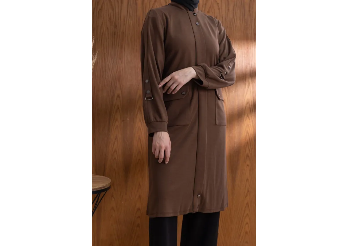 TORBA CEPLİ İÇİ FERMUARLI GİYÇIK - KAHVE - (Asorti: M-XXL)