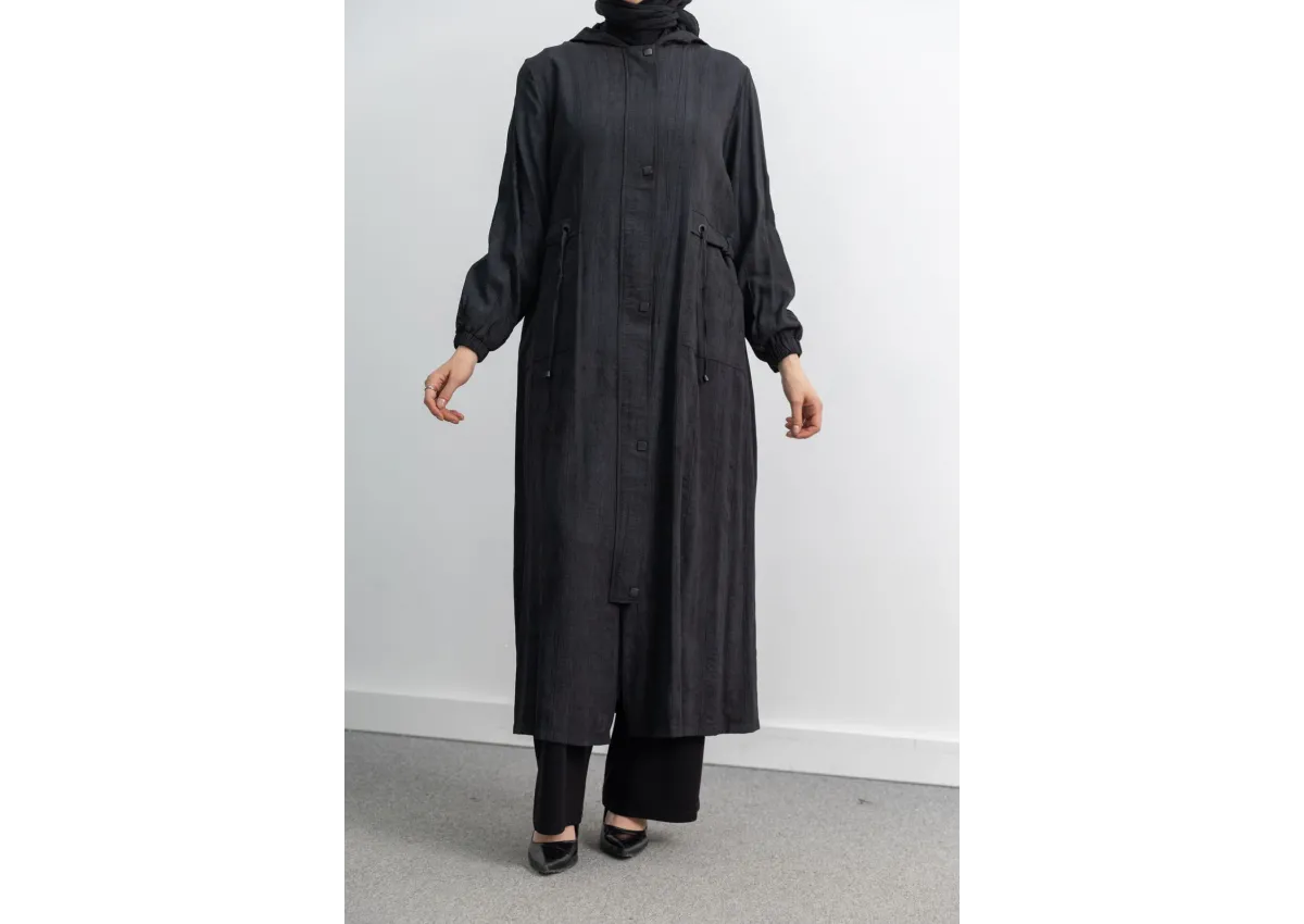 KARE ÇIT ÇIT DETAYLI FERACE - SİYAH - (Asorti: M-XXL)