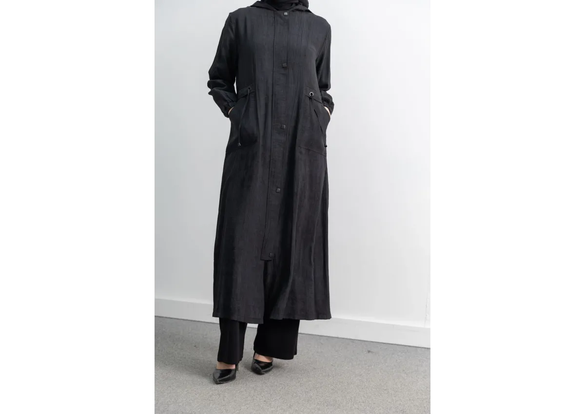 KARE ÇIT ÇIT DETAYLI FERACE - SİYAH - (Asorti: M-XXL)