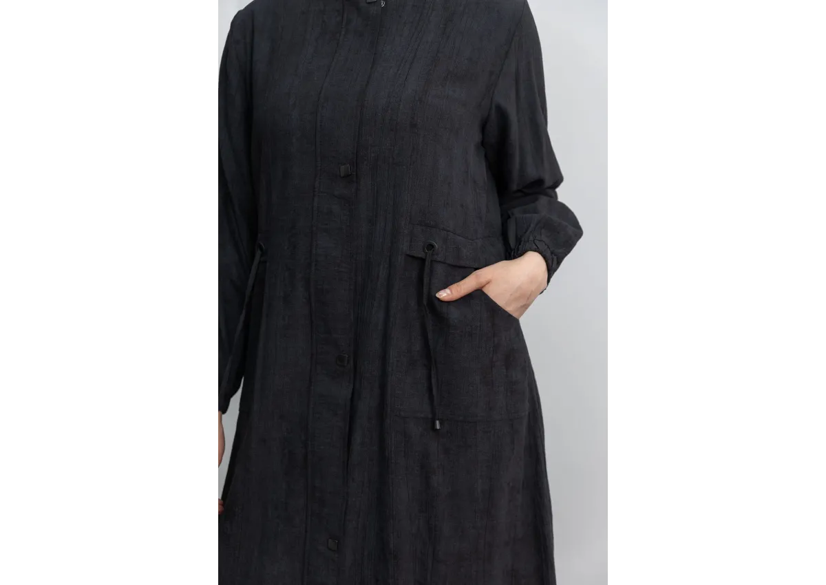 KARE ÇIT ÇIT DETAYLI FERACE - SİYAH - (Asorti: M-XXL)