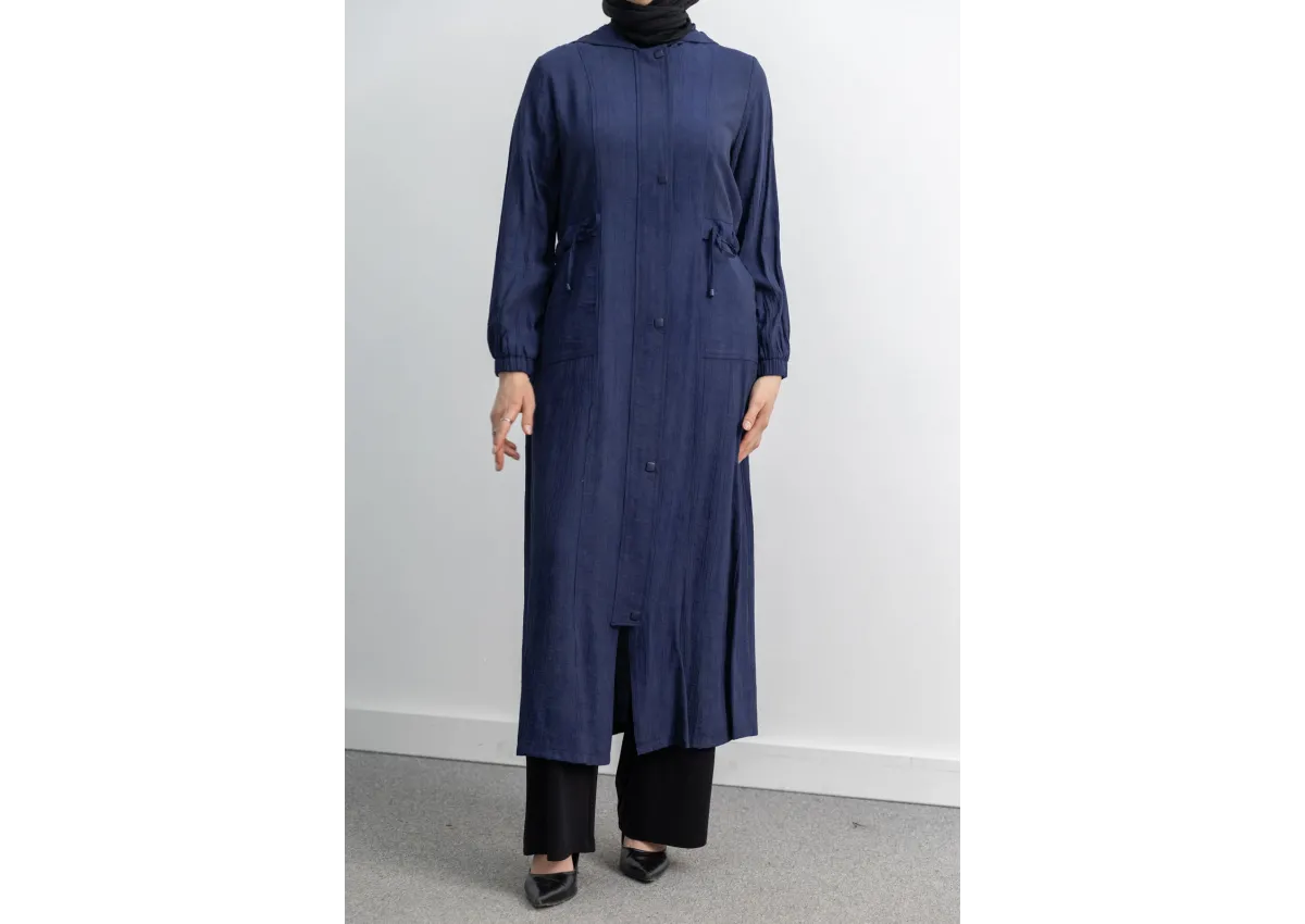 KARE ÇIT ÇIT DETAYLI FERACE - LACİVERT - (Asorti: M-XXL)