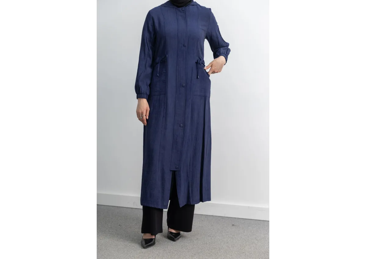 KARE ÇIT ÇIT DETAYLI FERACE - LACİVERT - (Asorti: M-XXL)