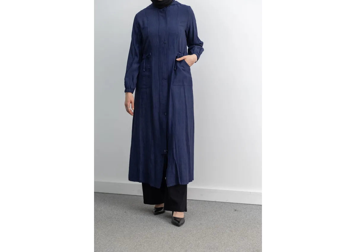 KARE ÇIT ÇIT DETAYLI FERACE - LACİVERT - (Asorti: M-XXL)