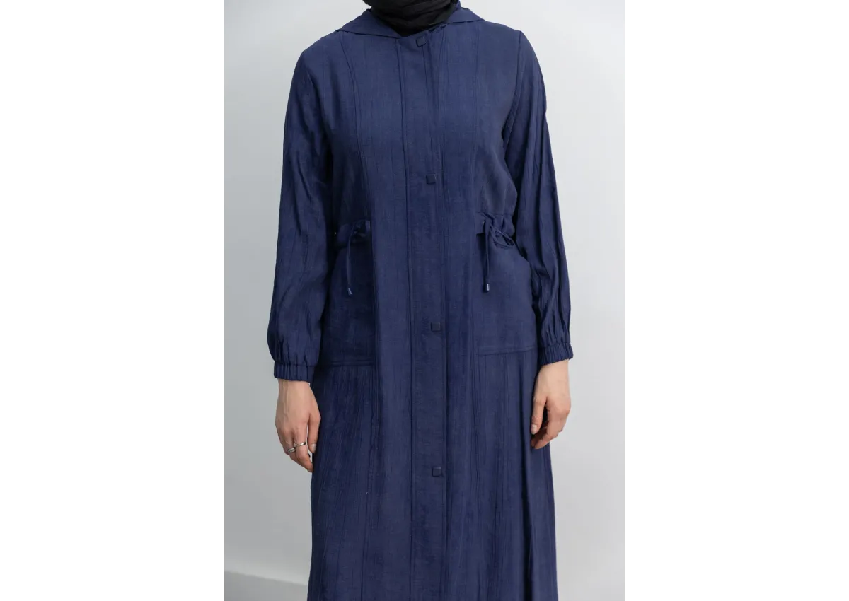 KARE ÇIT ÇIT DETAYLI FERACE - LACİVERT - (Asorti: M-XXL)