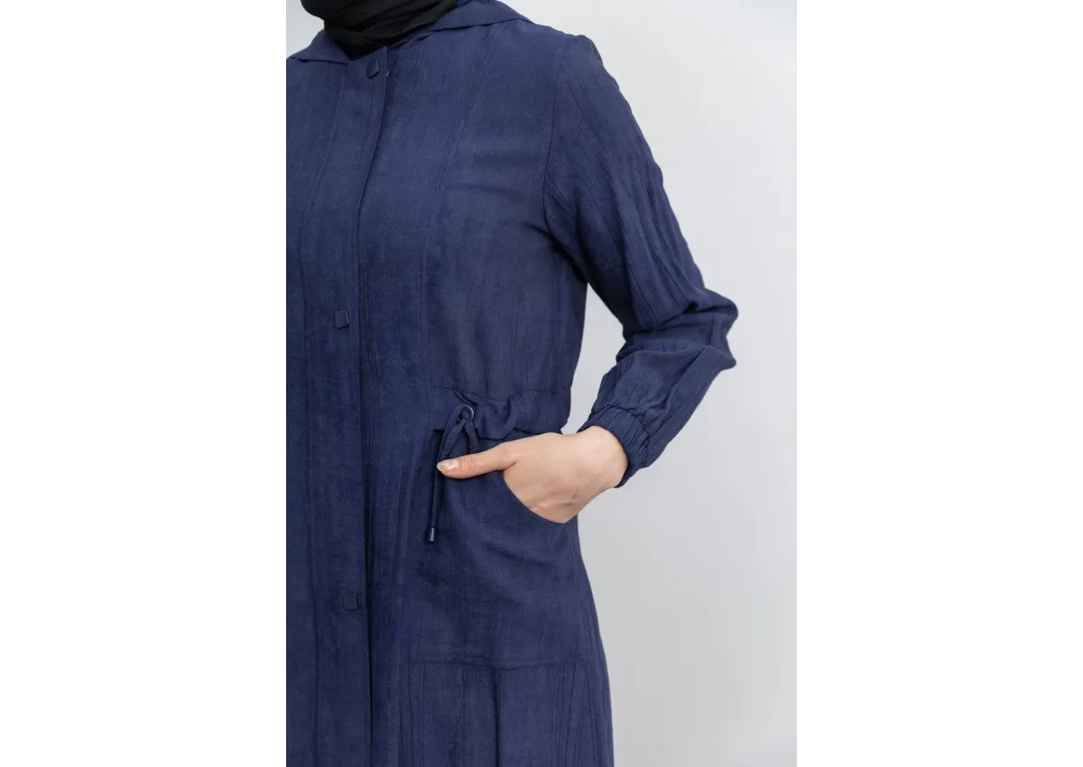 KARE ÇIT ÇIT DETAYLI FERACE - LACİVERT - (Asorti: M-XXL)