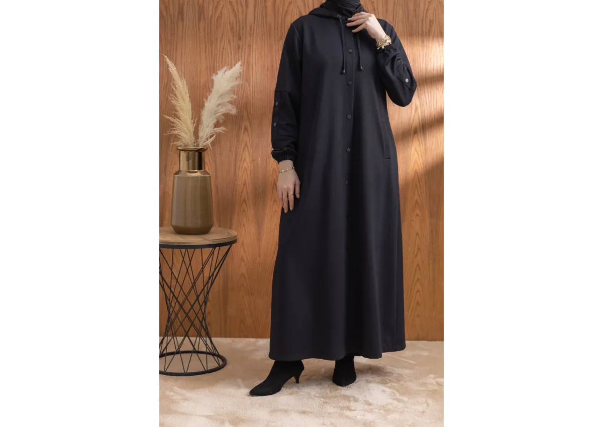 ÇITÇITLI KAPÜŞONLU FERACE - SİYAH - (Asorti: 46-52)