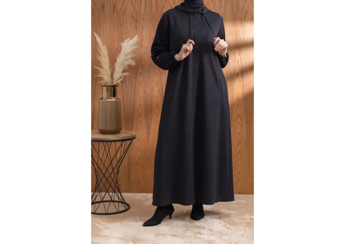 ÇITÇITLI KAPÜŞONLU FERACE - SİYAH - (Asorti: 46-52)