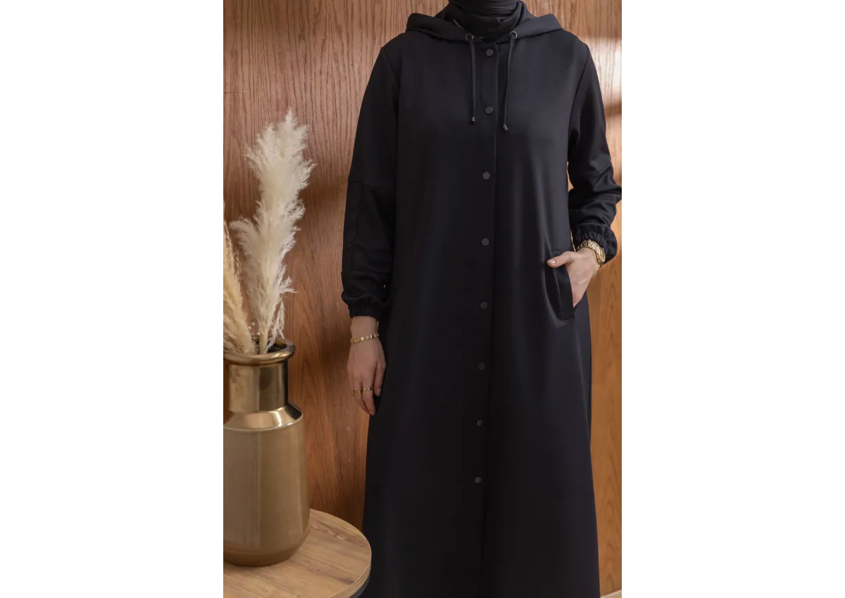 ÇITÇITLI KAPÜŞONLU FERACE - SİYAH - (Asorti: 46-52)