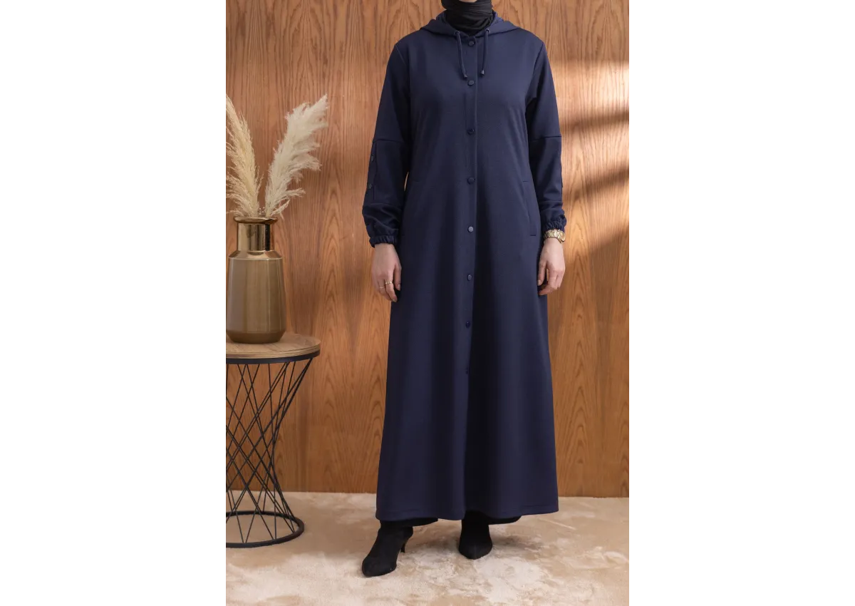 ÇITÇITLI KAPÜŞONLU FERACE - LACİVERT - (Asorti: 46-52)