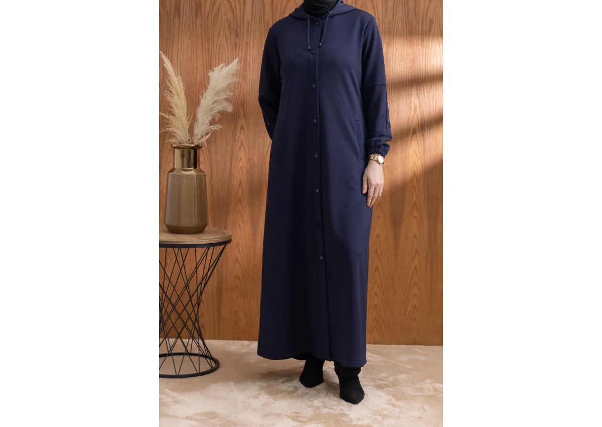 ÇITÇITLI KAPÜŞONLU FERACE - LACİVERT - (Asorti: 46-52)