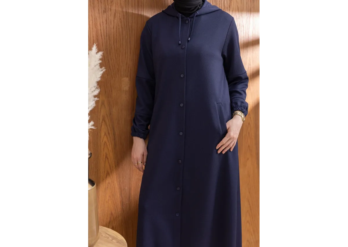 ÇITÇITLI KAPÜŞONLU FERACE - LACİVERT - (Asorti: 46-52)