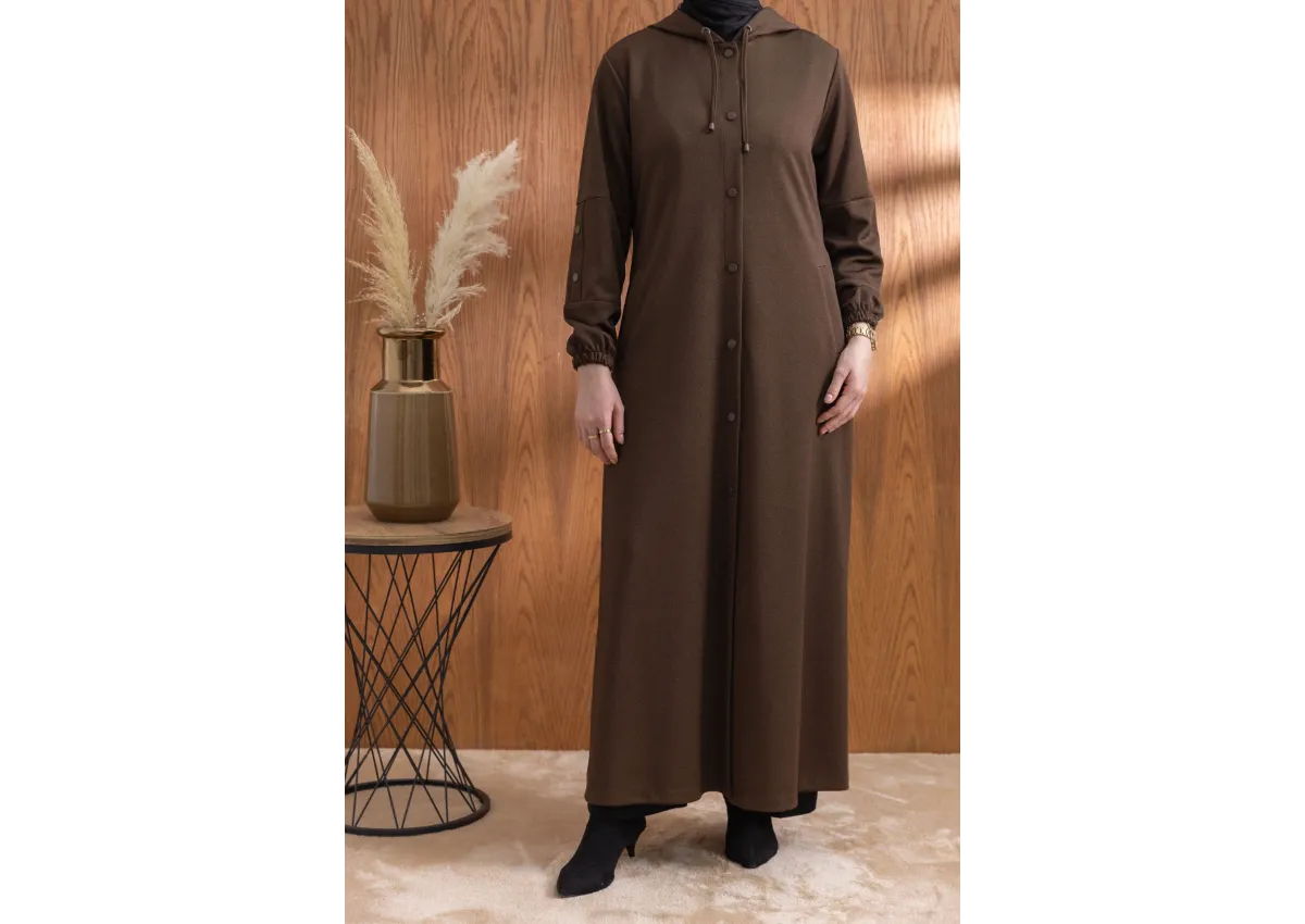 ÇITÇITLI KAPÜŞONLU FERACE - KAHVE - (Asorti: 46-52)