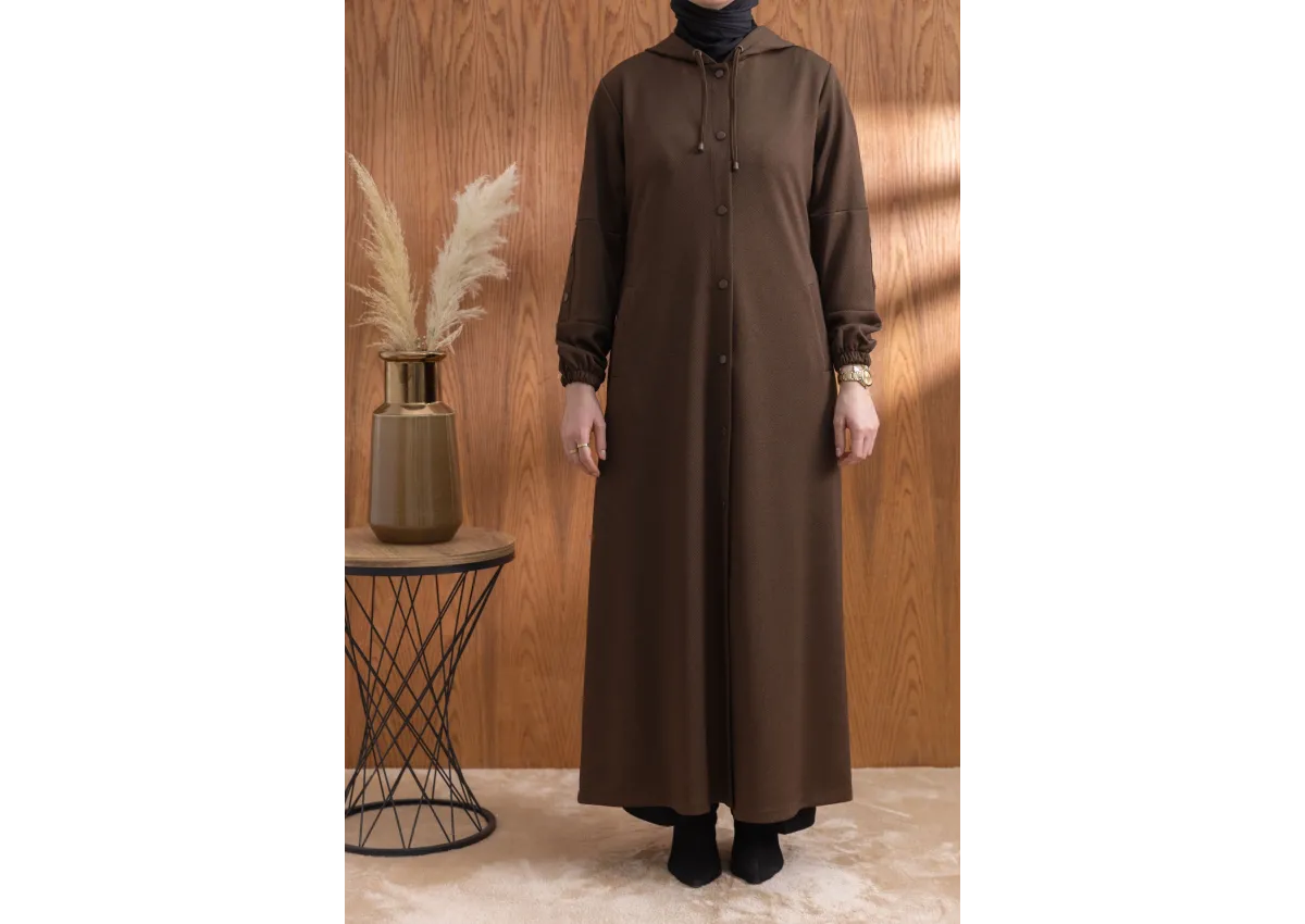 ÇITÇITLI KAPÜŞONLU FERACE - KAHVE - (Asorti: 46-52)