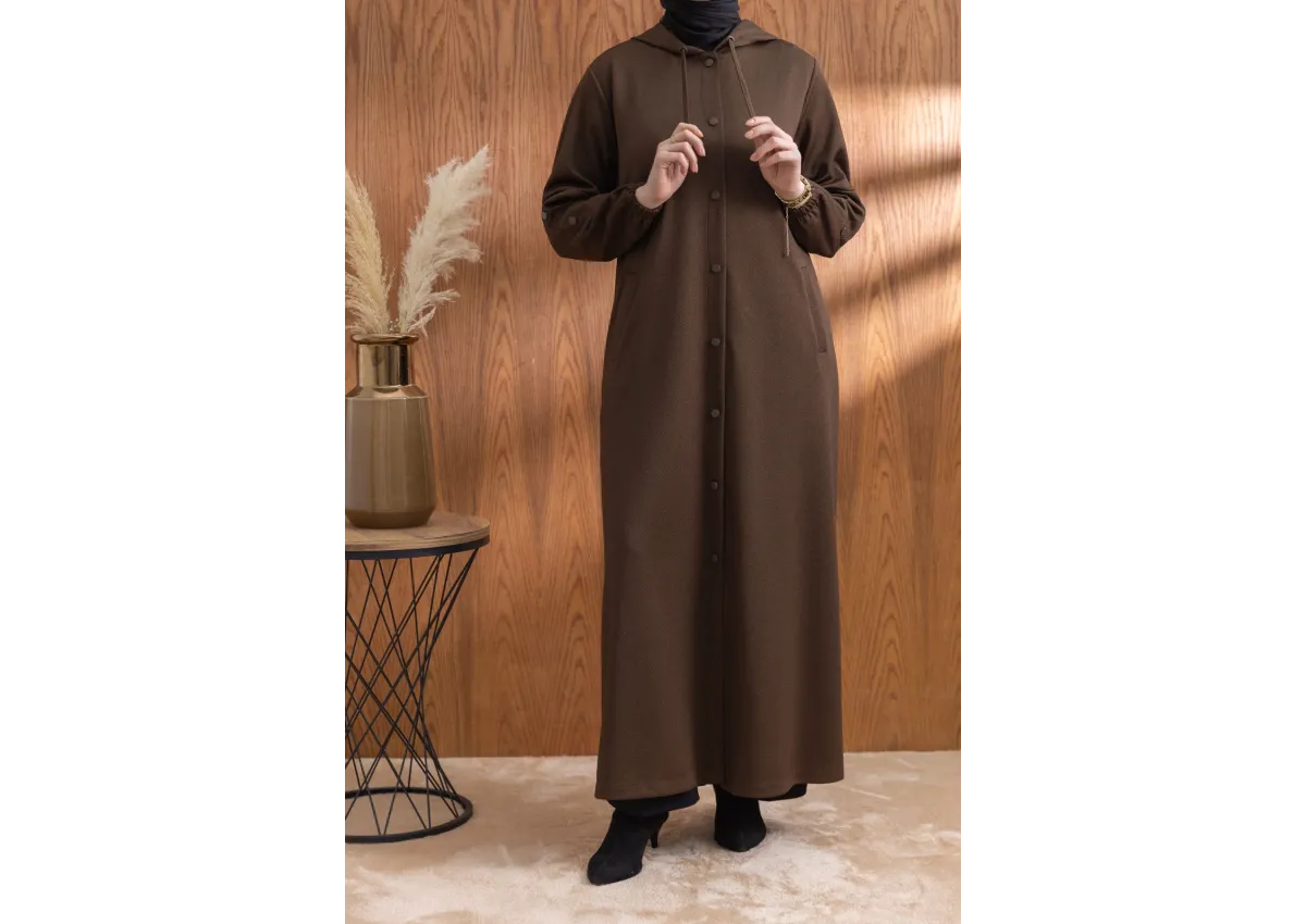 ÇITÇITLI KAPÜŞONLU FERACE - KAHVE - (Asorti: 46-52)