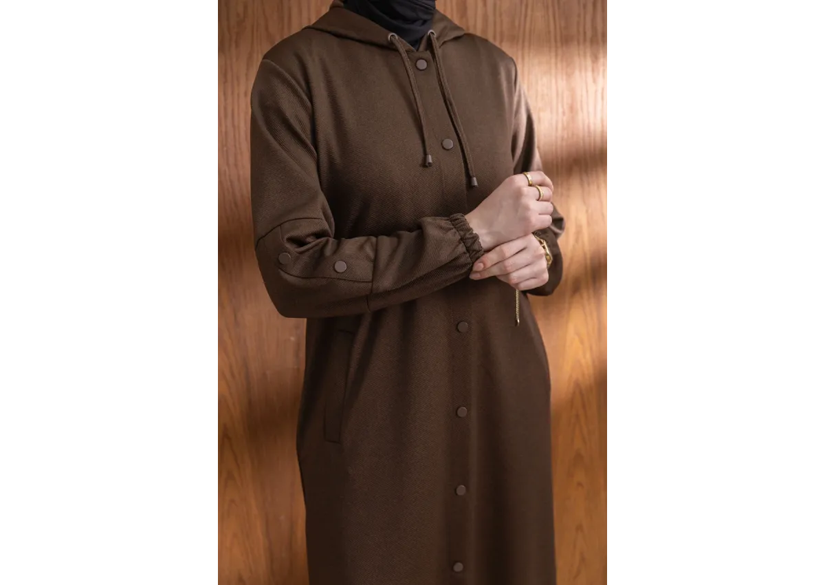 ÇITÇITLI KAPÜŞONLU FERACE - KAHVE - (Asorti: 46-52)