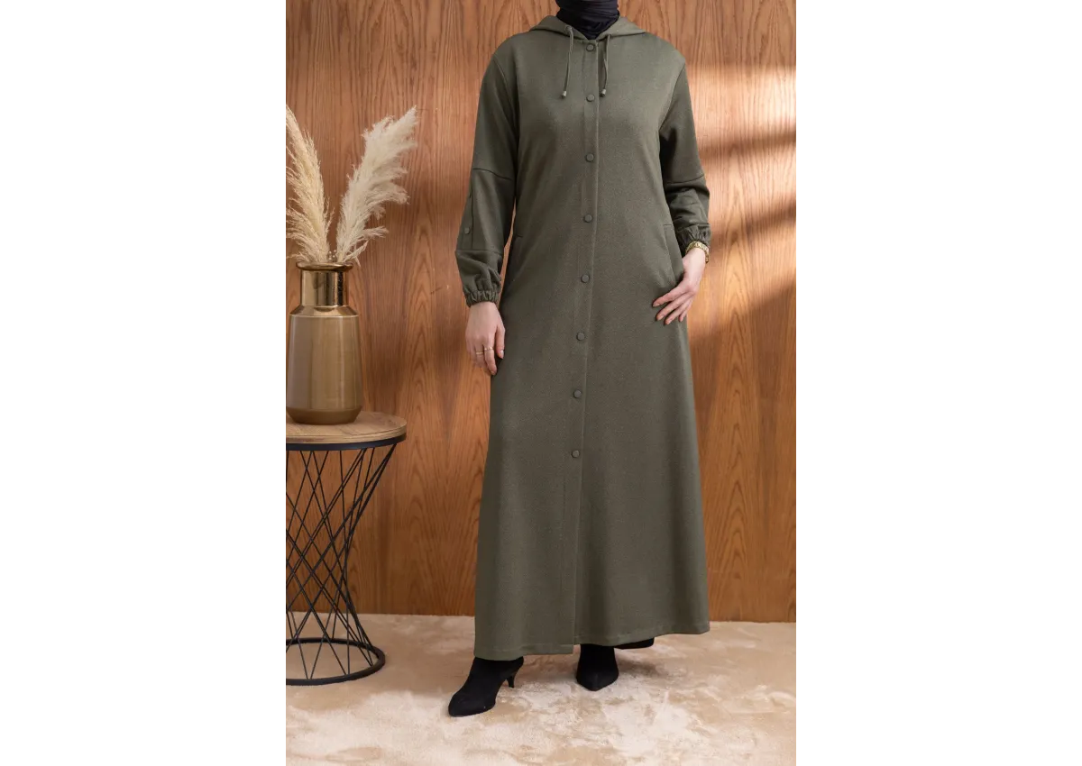 ÇITÇITLI KAPÜŞONLU FERACE - HAKİ - (Asorti: 46-52)