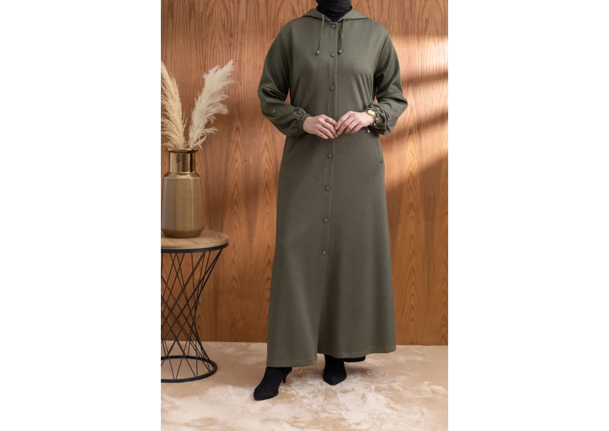 ÇITÇITLI KAPÜŞONLU FERACE - HAKİ - (Asorti: 46-52)