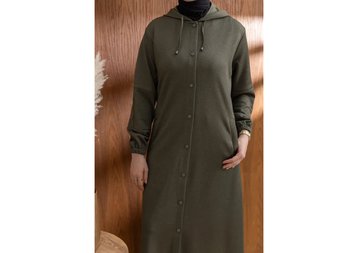 ÇITÇITLI KAPÜŞONLU FERACE - HAKİ - (Asorti: 46-52)