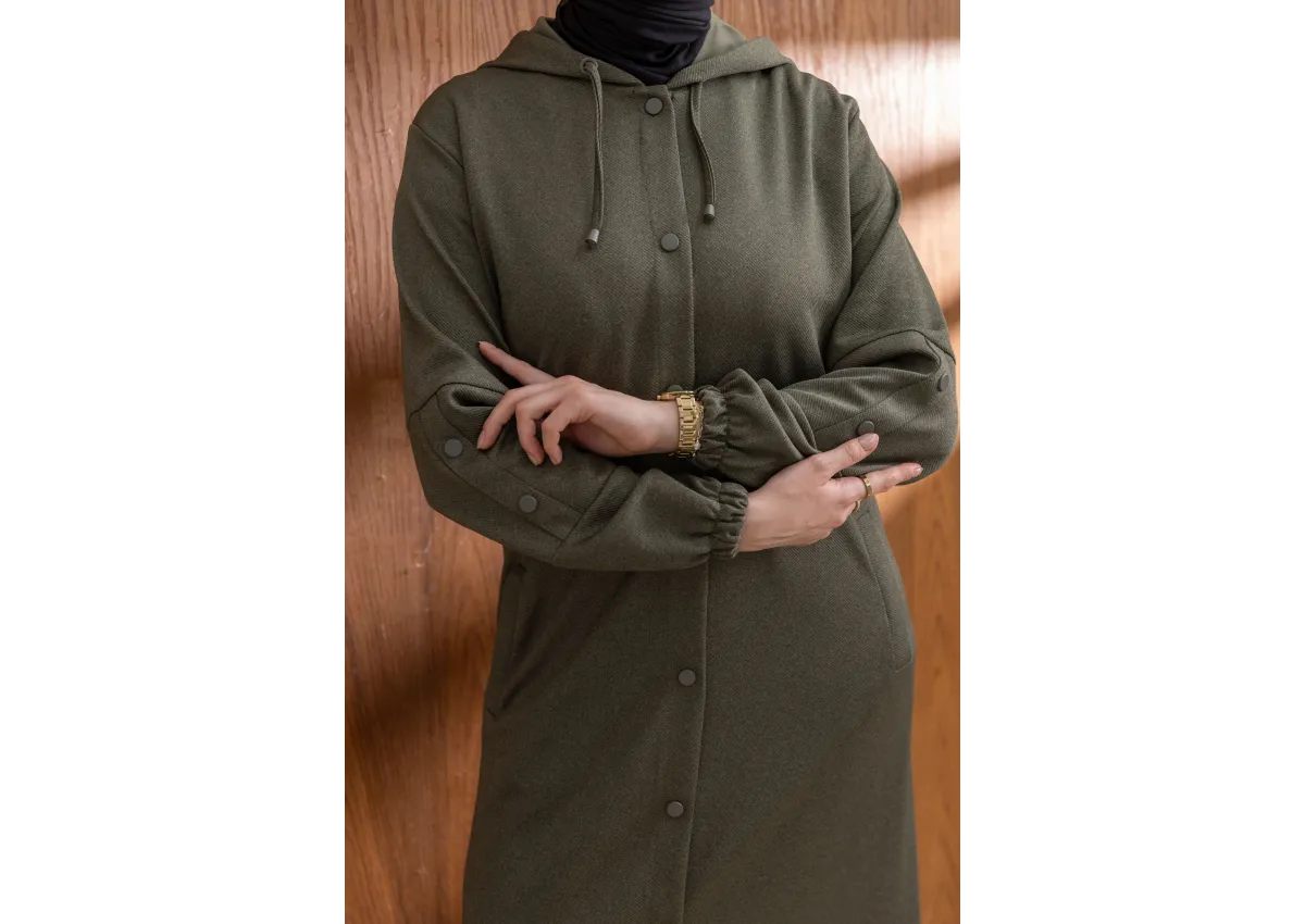 ÇITÇITLI KAPÜŞONLU FERACE - HAKİ - (Asorti: 46-52)