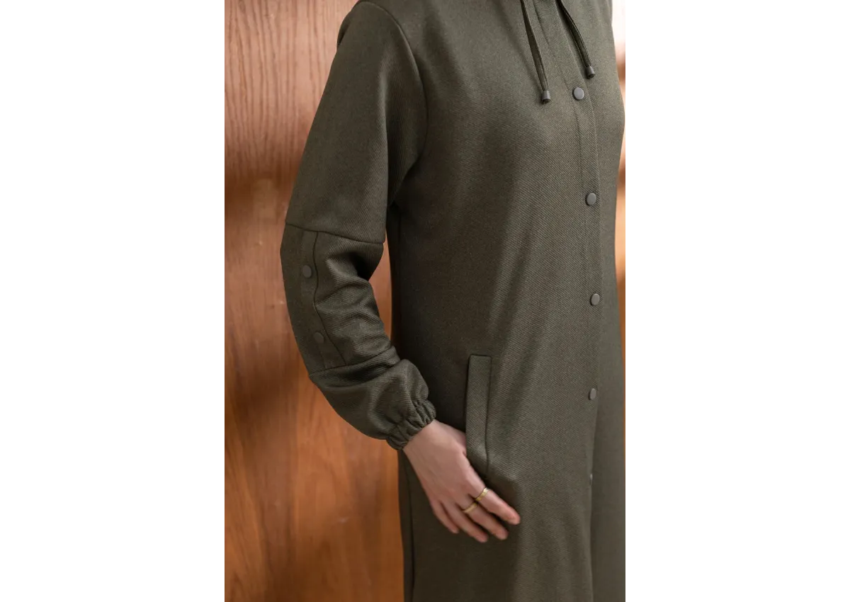 ÇITÇITLI KAPÜŞONLU FERACE - HAKİ - (Asorti: 46-52)