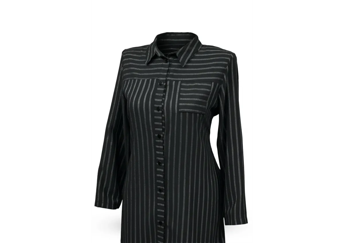 HESNA 5311 ÇİZGİLİ TUNİK - SİYAH - (Asorti: 46-52)