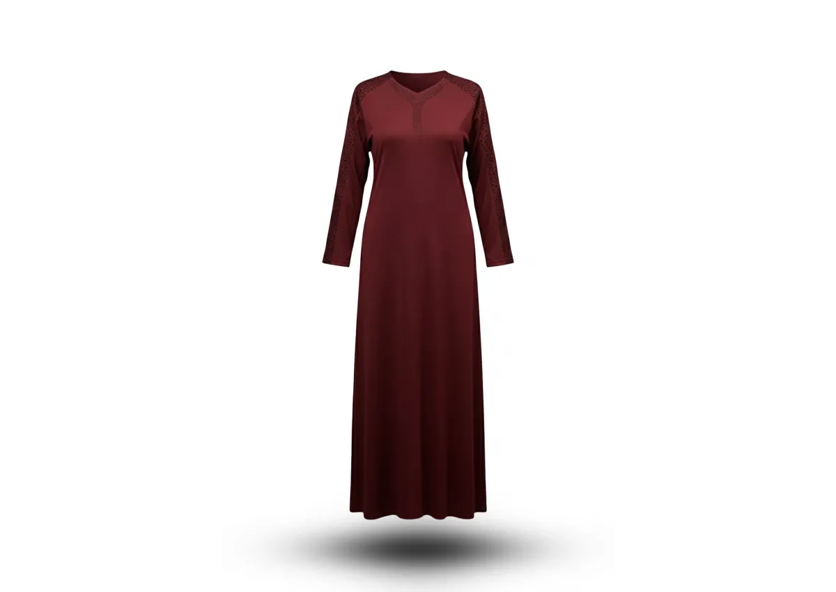 HESNA 8026 (BTT) ELBİSE - BORDO - (Asorti: 7-9)