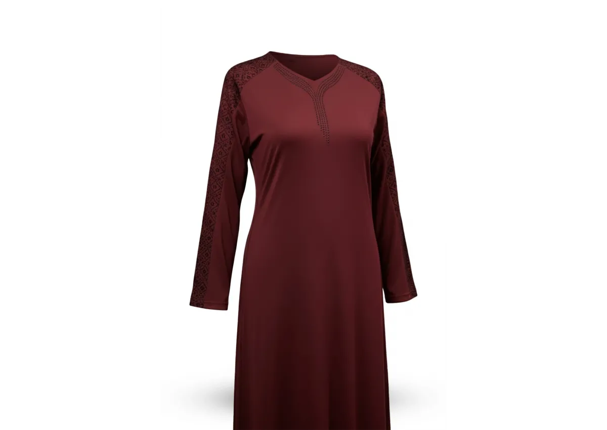 HESNA 8026 (BTT) ELBİSE - BORDO - (Asorti: 7-9)