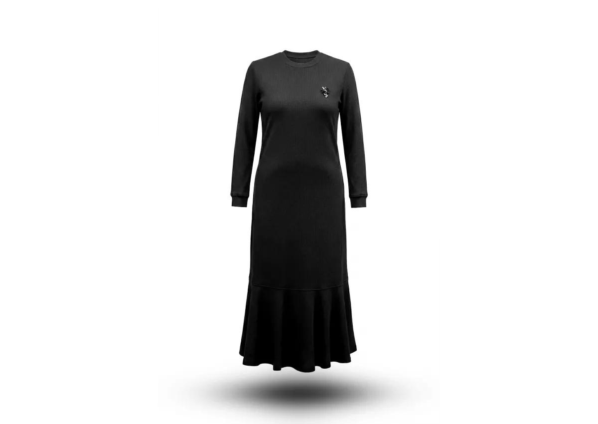 HESNA 8245 ELBİSE - SİYAH - (Asorti: 3-6)