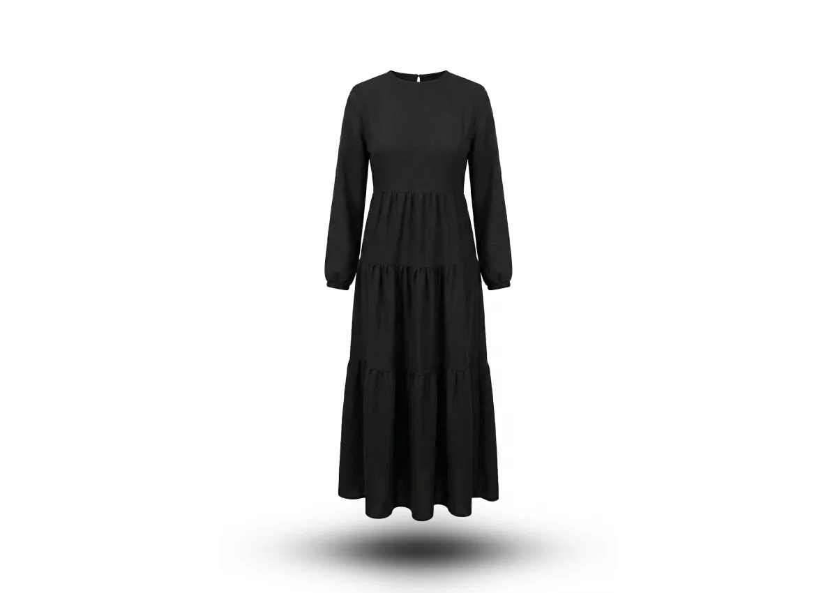 HESNA 8322 ELBİSE - SİYAH - (Asorti: 3-5)