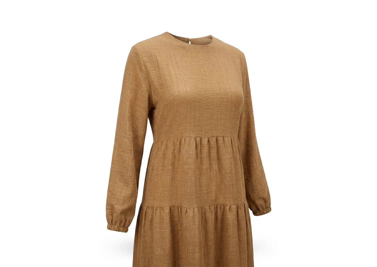 HESNA 8322 ELBİSE - TÜTÜN - (Asorti: 3-5)