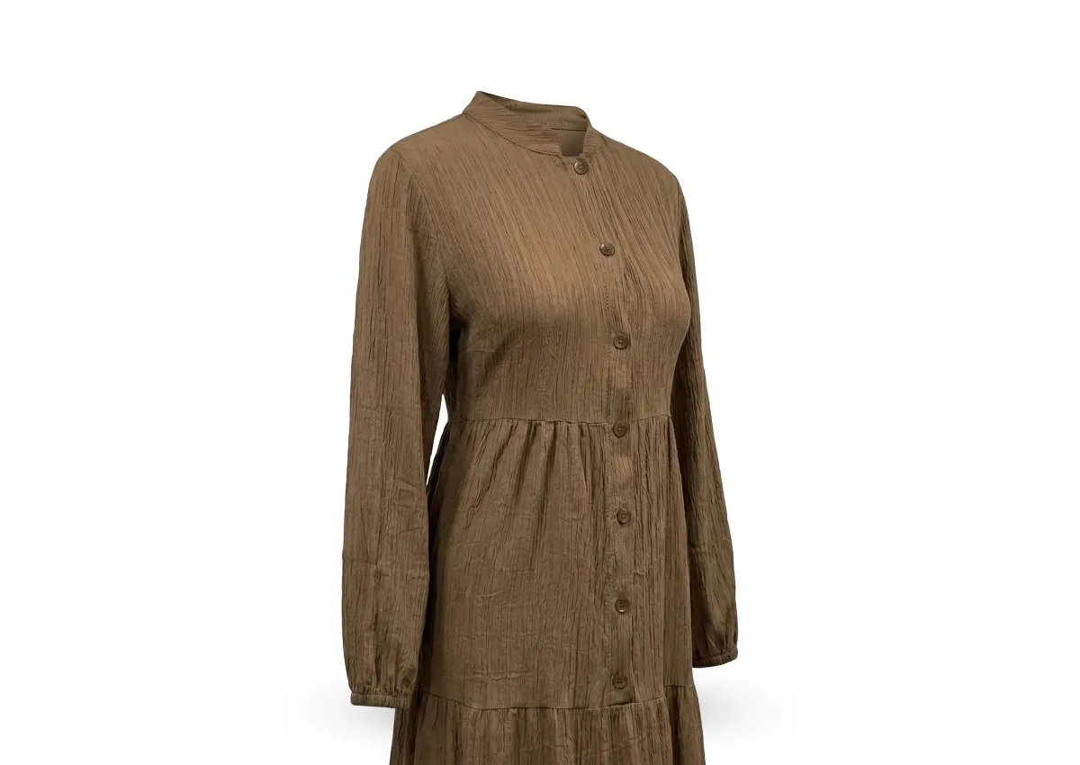 HESNA 8438 ELBİSE - KAHVE - (Asorti: 3-5)