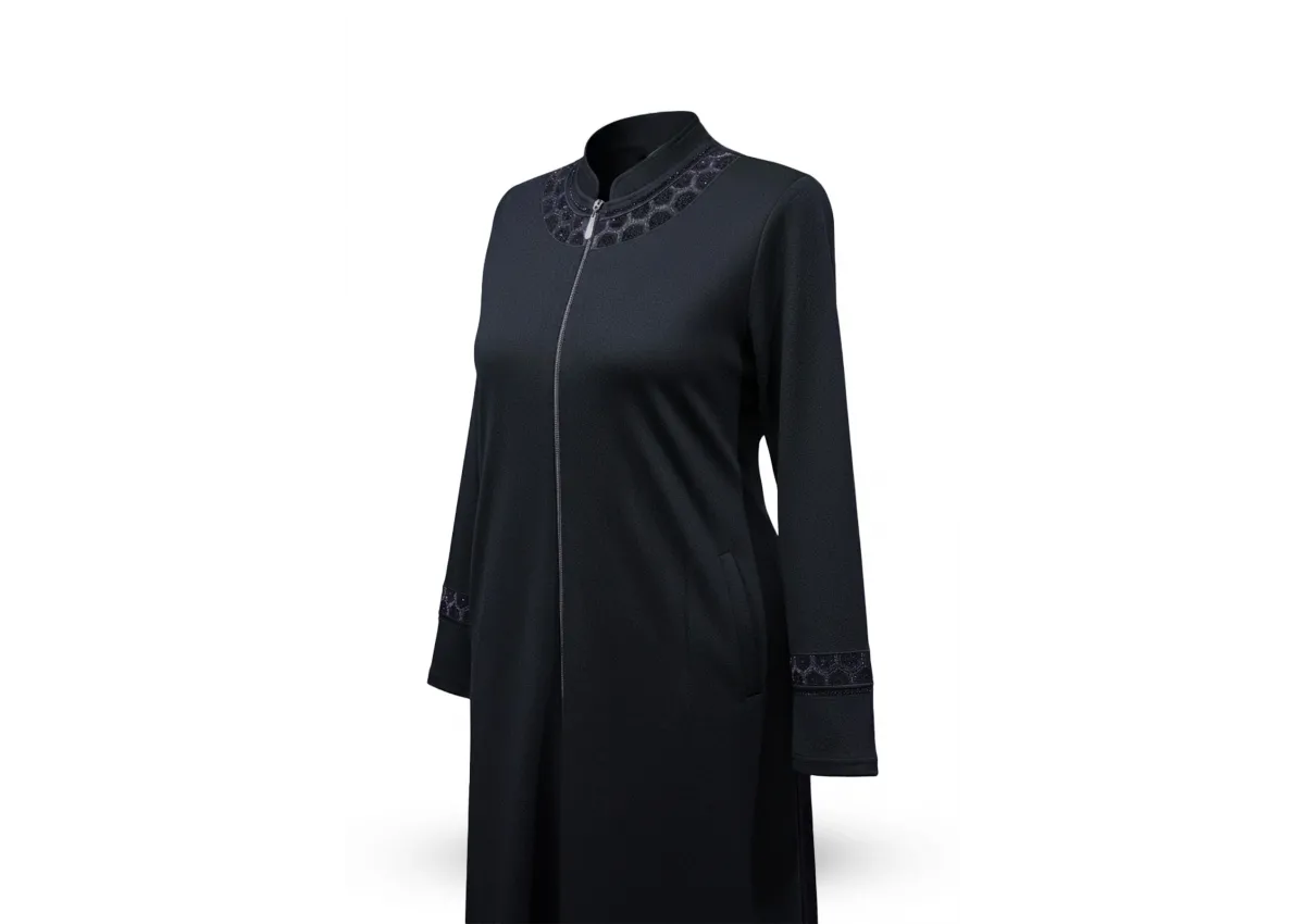 HESNA 2203 NAKIŞLI PARDESÜ - KOYU LACİVERT - (Asorti: 4-7)