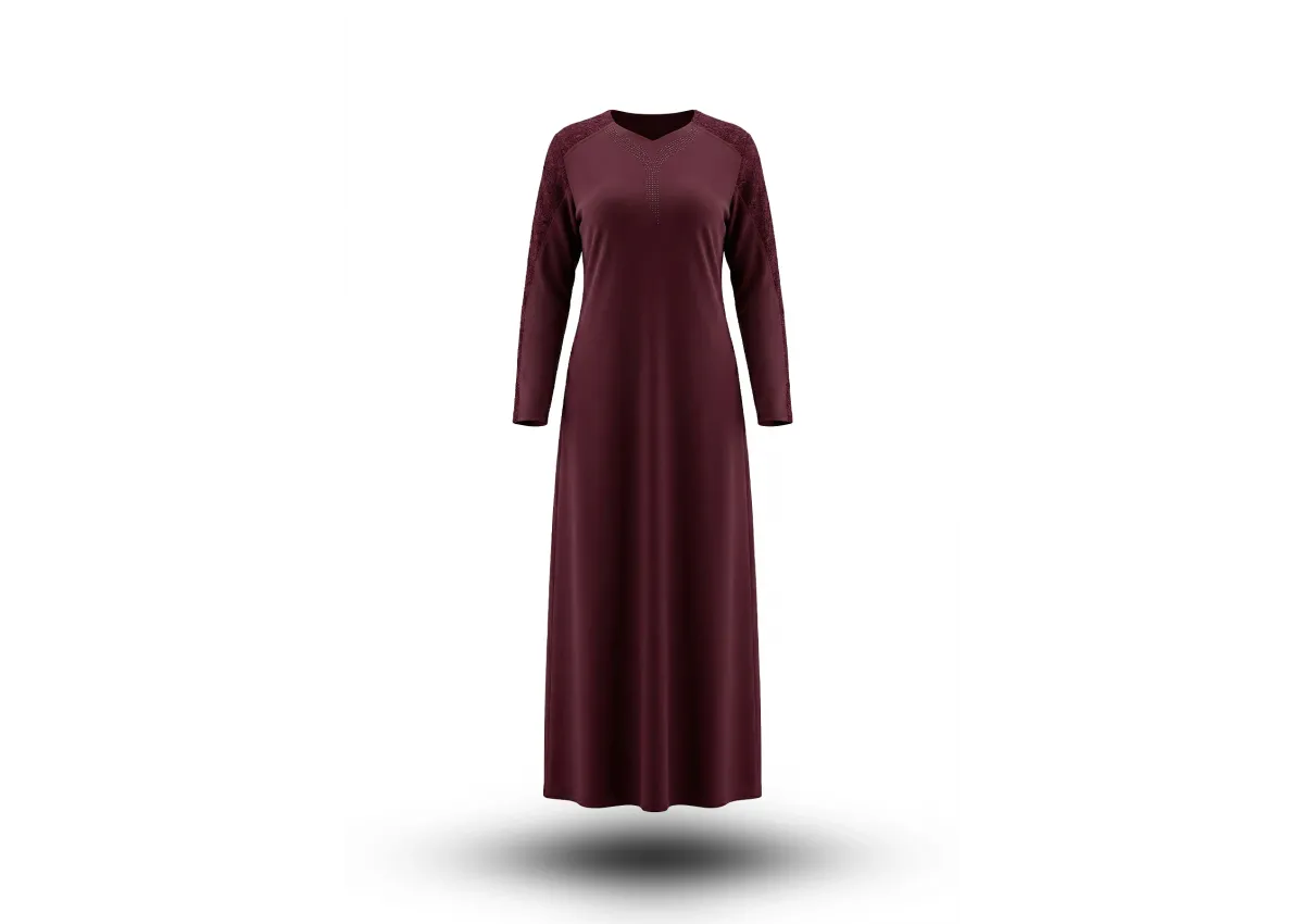 HESNA 8026 (BTT) ELBİSE - VİŞNE - (Asorti: 7-9)