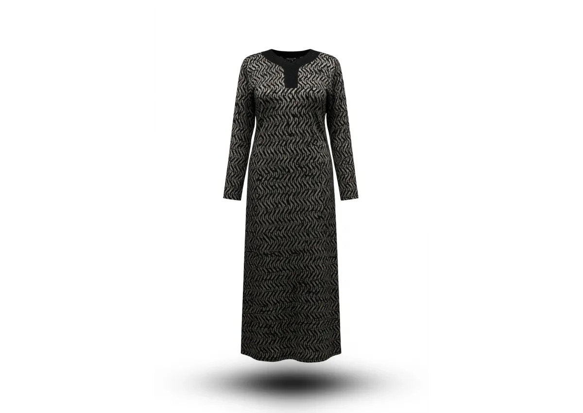 HESNA 8260 BTT. ELBİSE - SİYAH & VİZON - 20617 - (Asorti: 8-9)