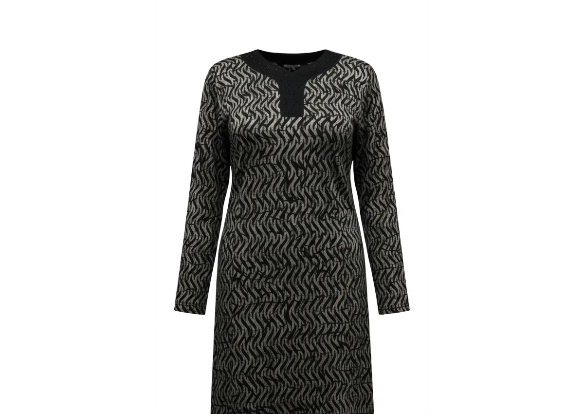 HESNA 8260 BTT. ELBİSE - SİYAH & VİZON - 20617 - (Asorti: 8-9)