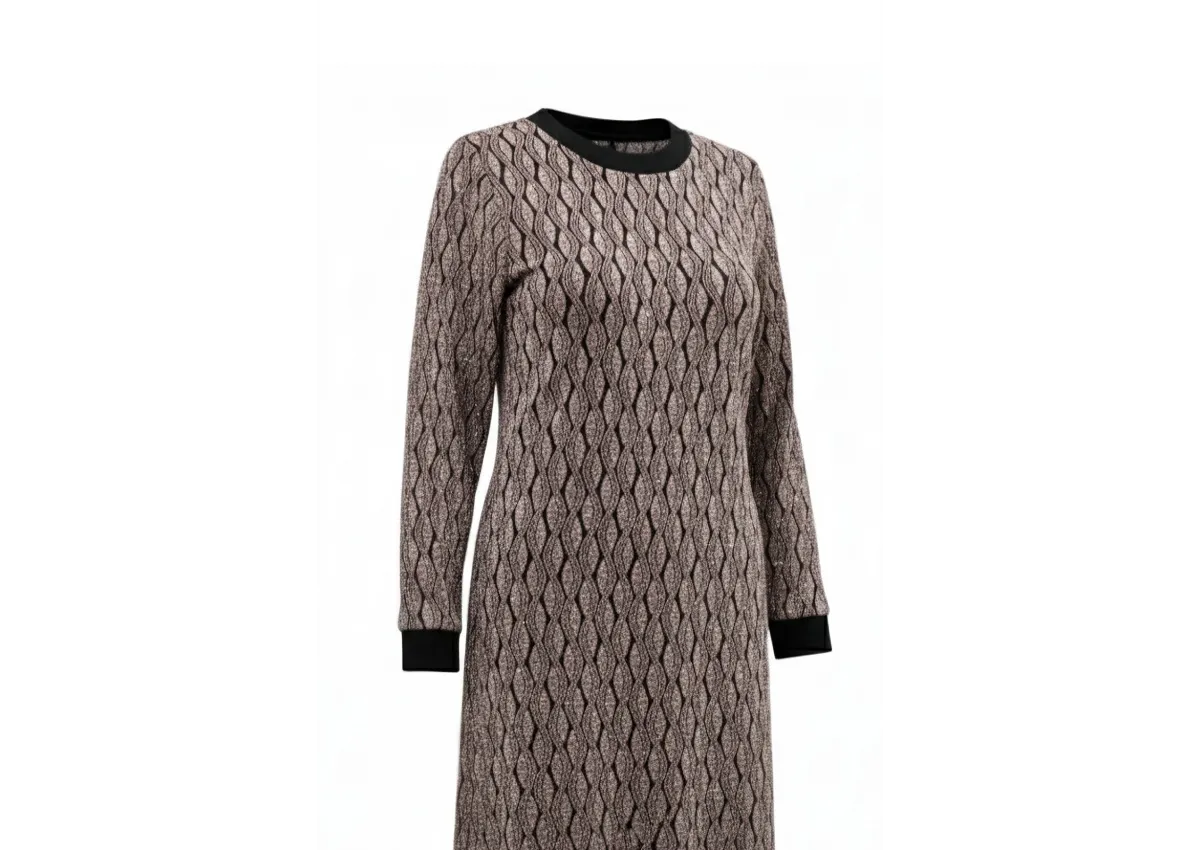 HESNA 8422 ELBİSE - VİZON - (Asorti: 3-6)