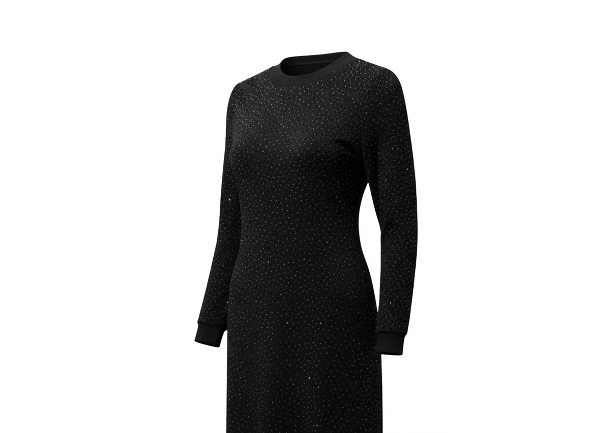 HESNA 8422 ELBİSE - SİYAH & GÜMÜŞ - (Asorti: 3-6)