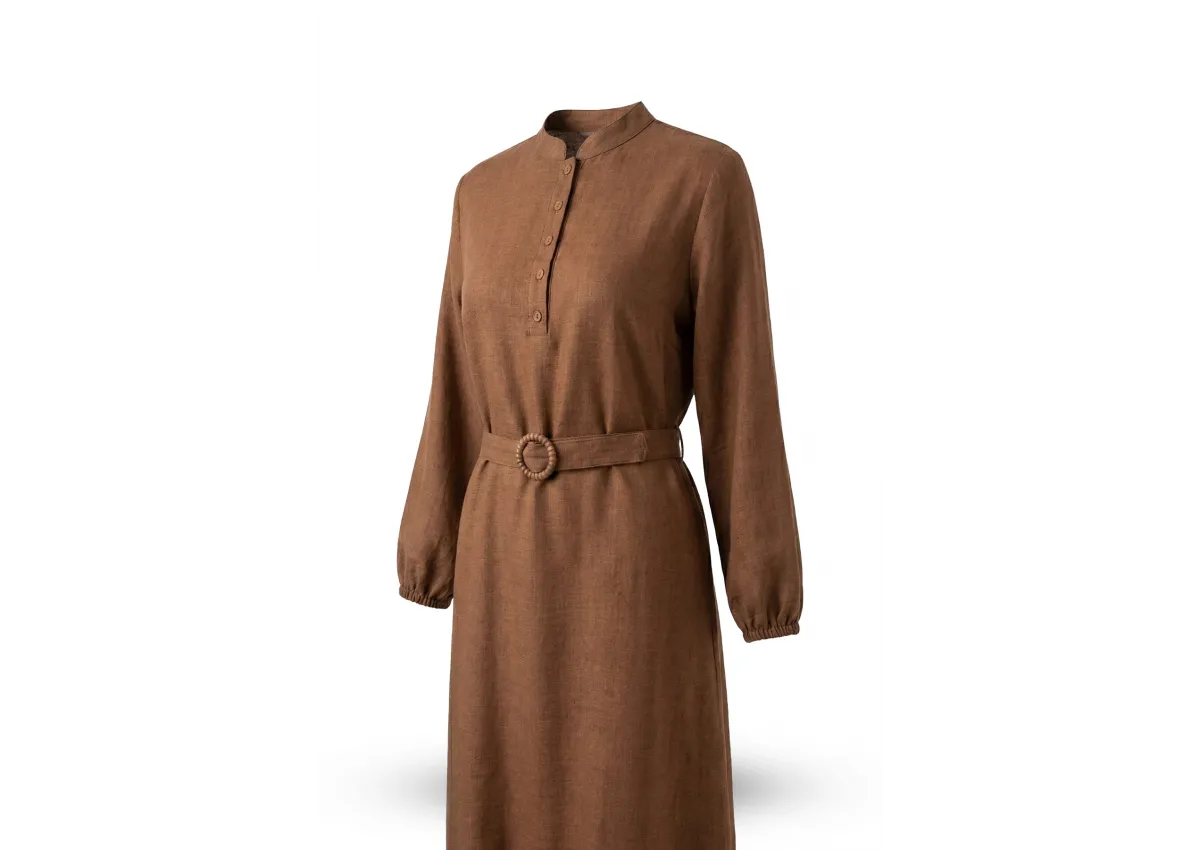 HESNA 9762 ELBİSE - KAHVE - (Asorti: 2-5)