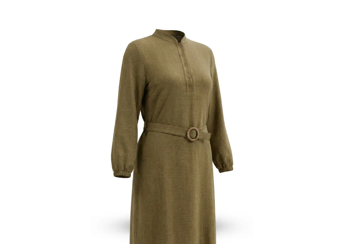 HESNA 9762 ELBİSE - VİZON - (Asorti: 2-5)